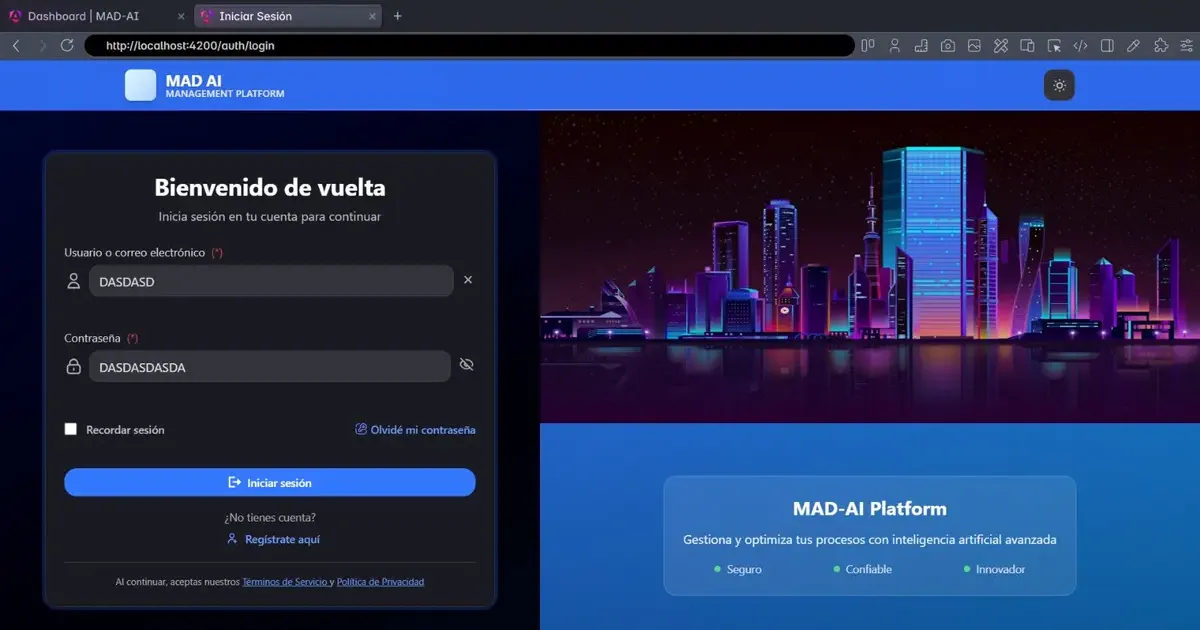 MAD AI administrative platform dashboard preview
