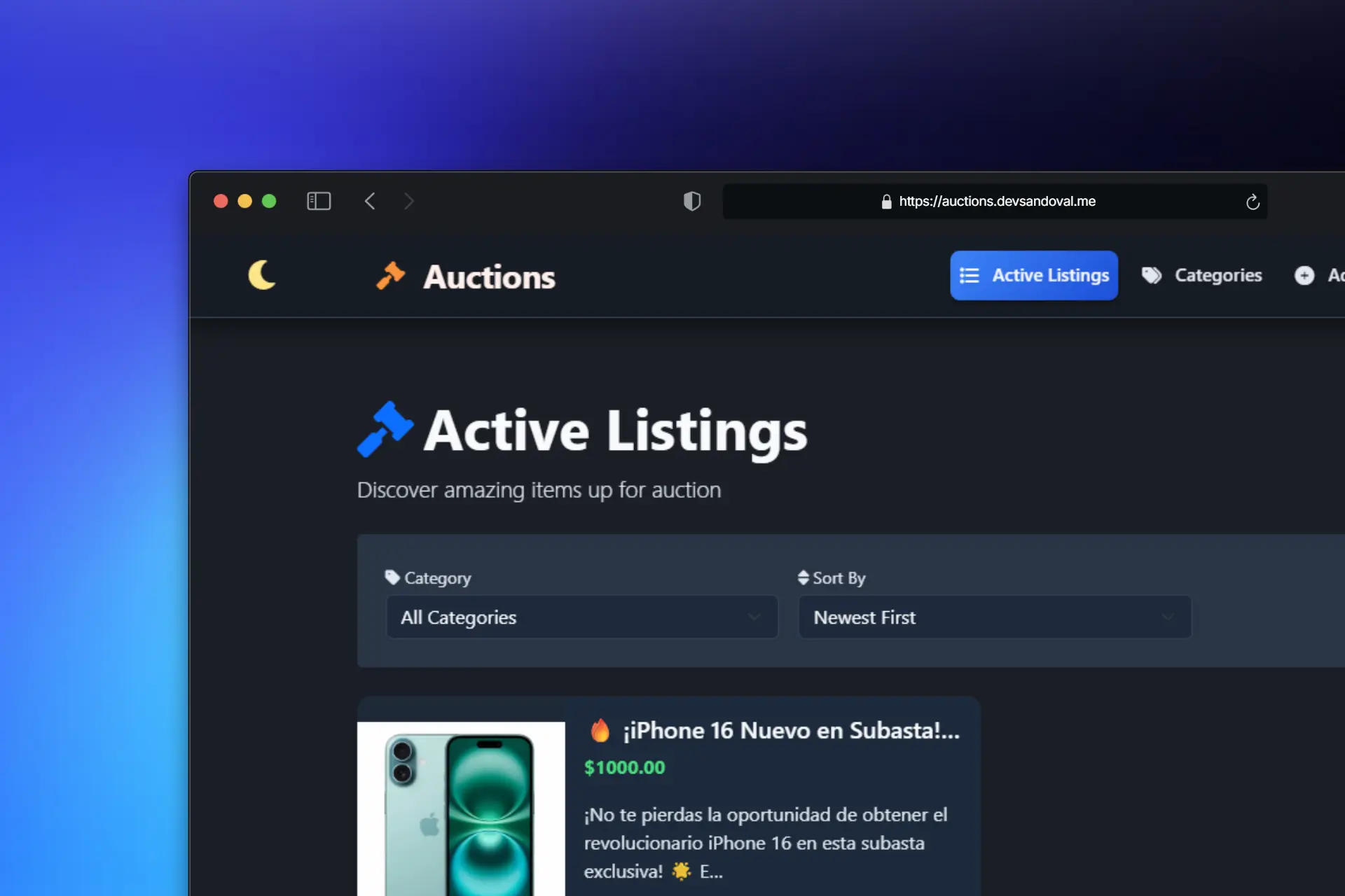 Auctions project image